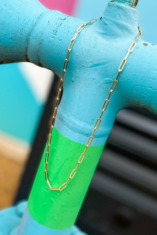Small Gold Paperclip Link Chain Necklace