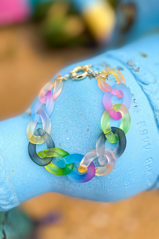 Load image into Gallery viewer, Multi Color Ombre Resin Chain Link Bracelet
