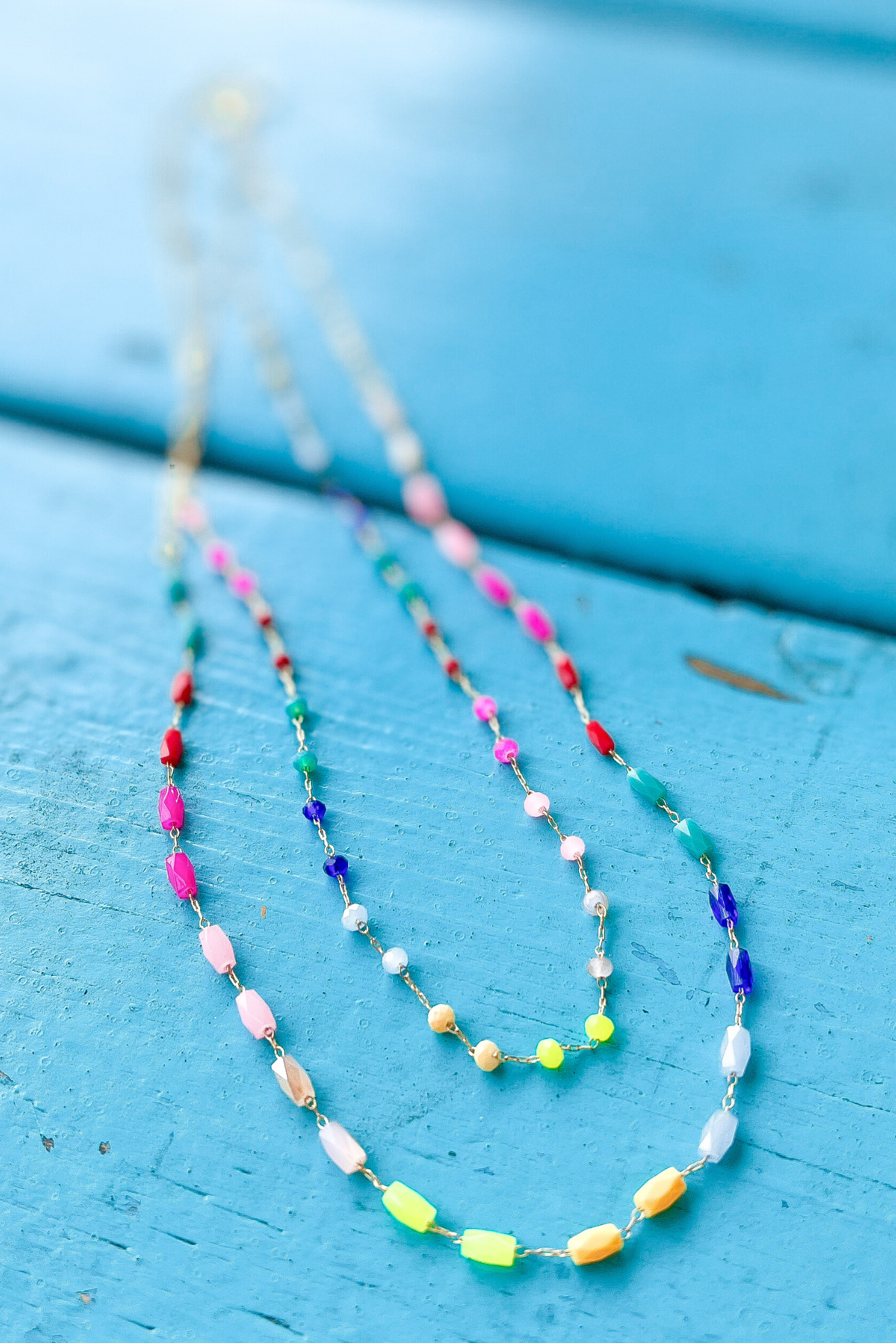 Load image into Gallery viewer, Rainbow Beaded Double Layered Necklace
