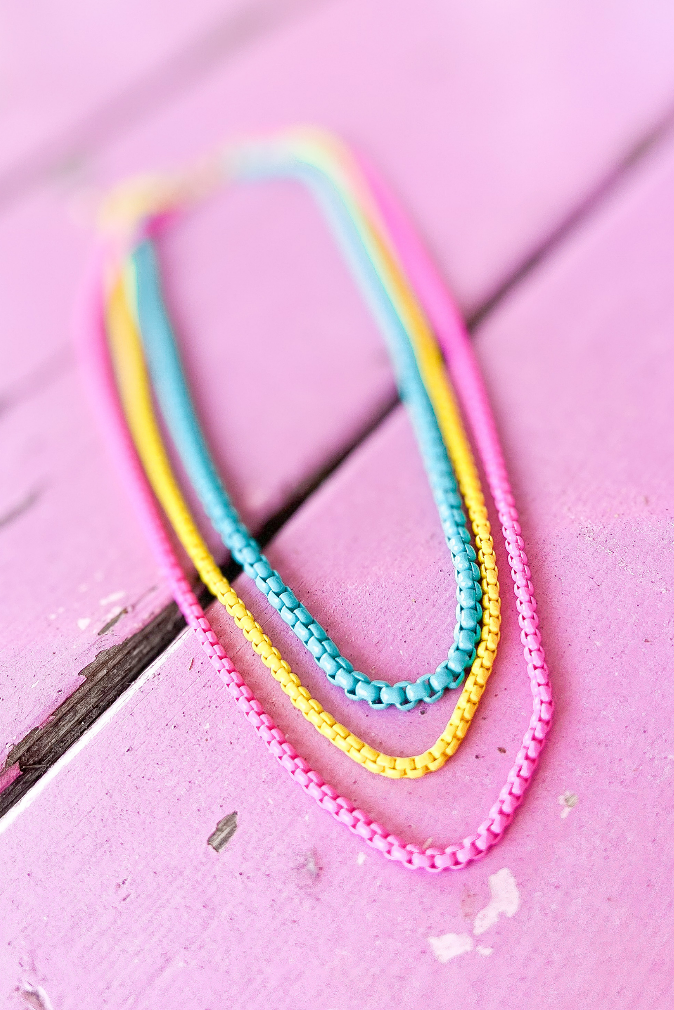 Neon Colored Cable Chain Triple Layer Necklace