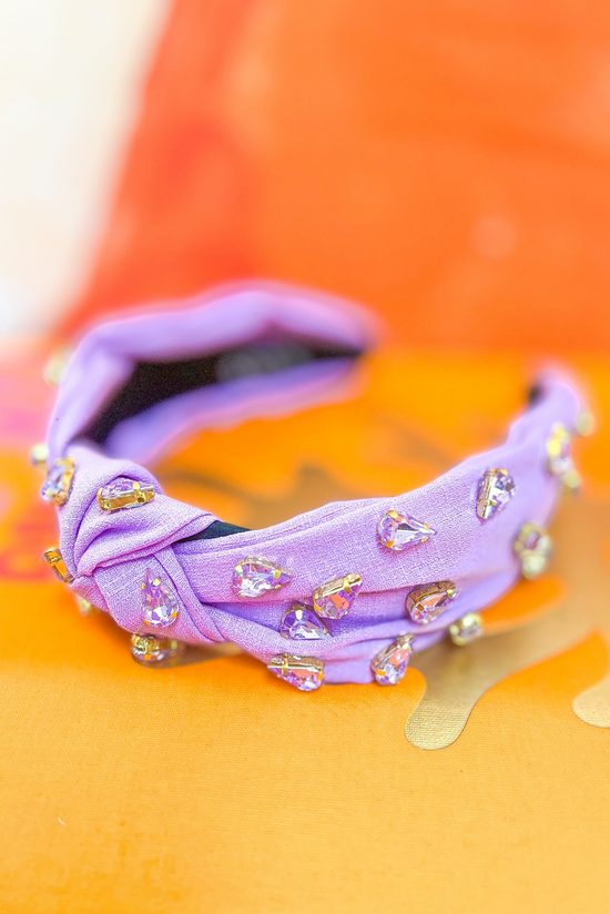 Load image into Gallery viewer, Purple Rhinestone Knot Headband
