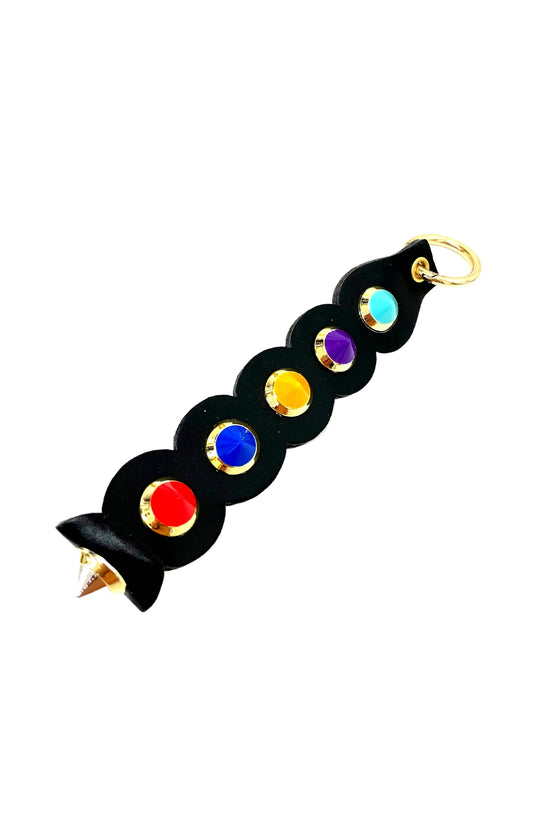 Black Scalloped Keychain w/ Multi Color Studs*FINAL SALE*