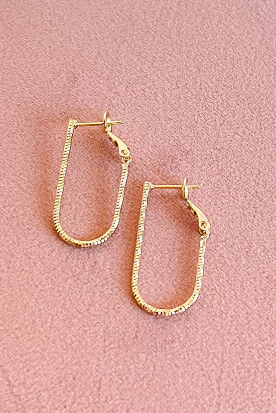 Load image into Gallery viewer, Gold Textured Metal Oval Hoop Earrings
