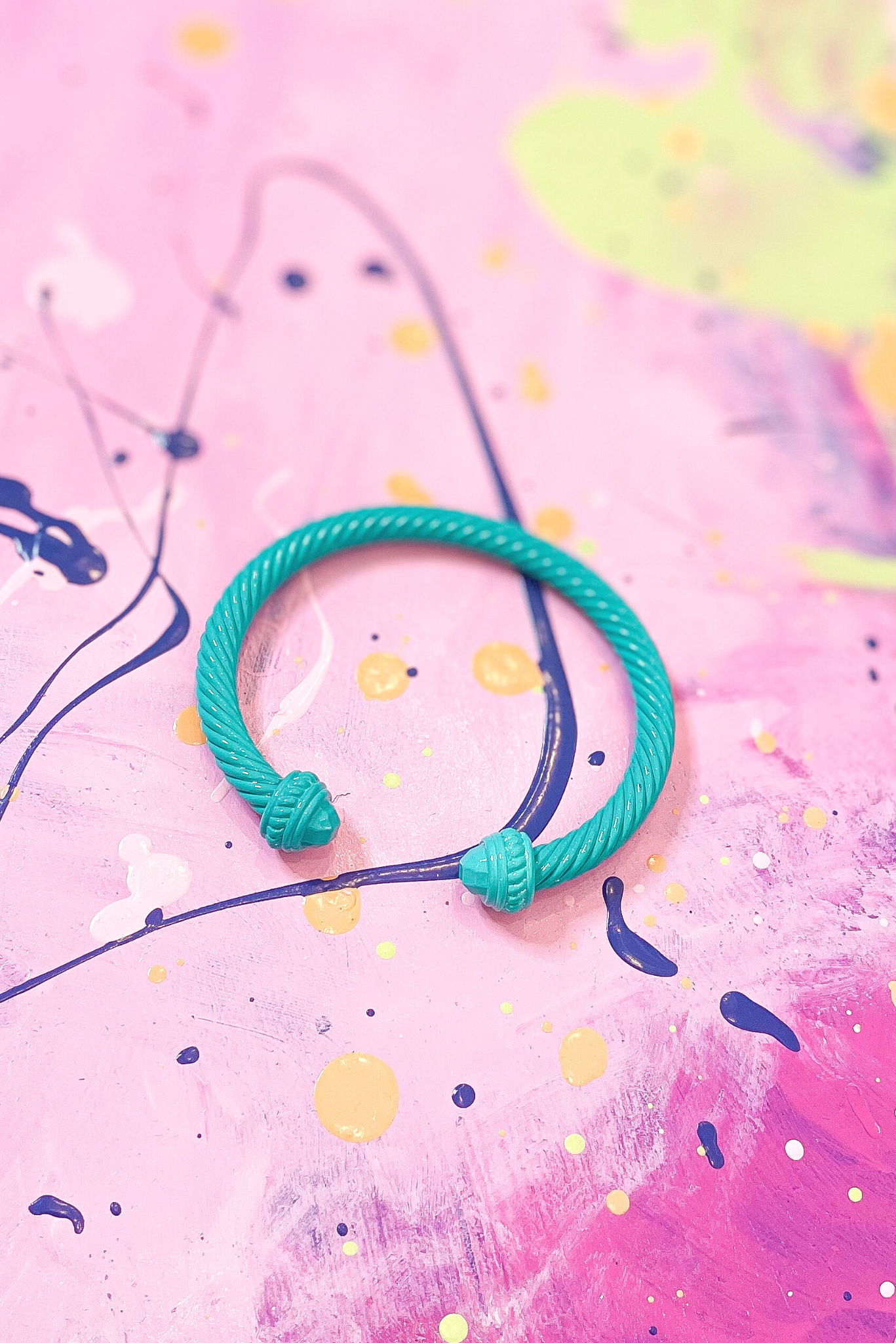 Turquoise Matte Chunky Textured Bangle Bracelet