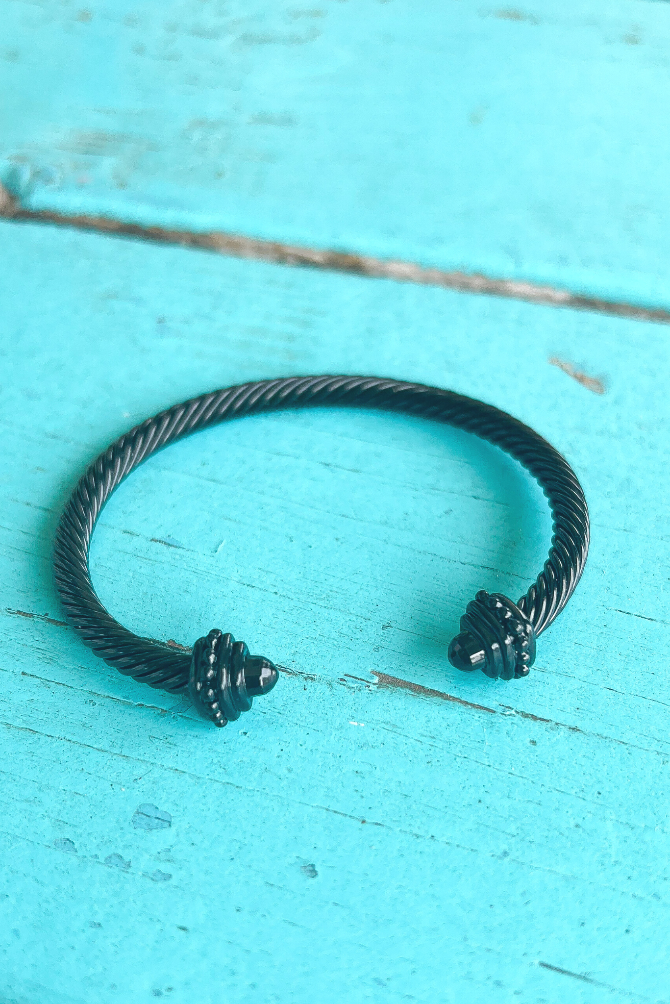 Matte Black Cable Bangle Bracelet