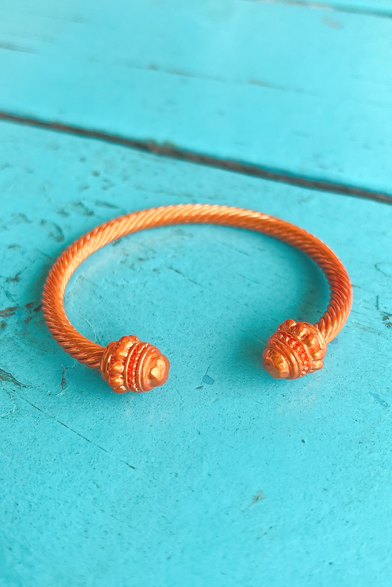 Load image into Gallery viewer, Orange Cable Bangle Textured Bracelet
