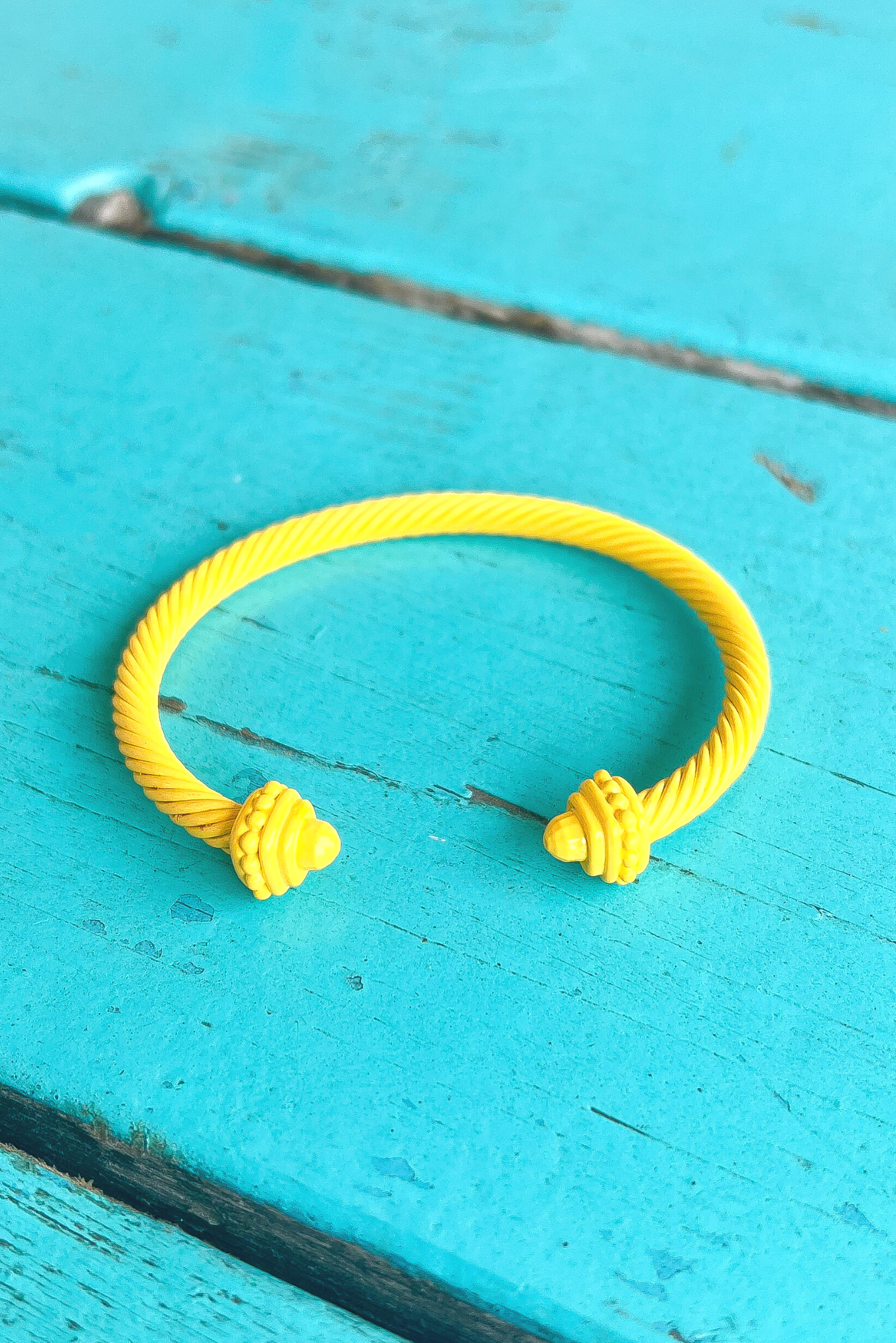 Load image into Gallery viewer, Matte Yellow Cable Bangle Bracelet
