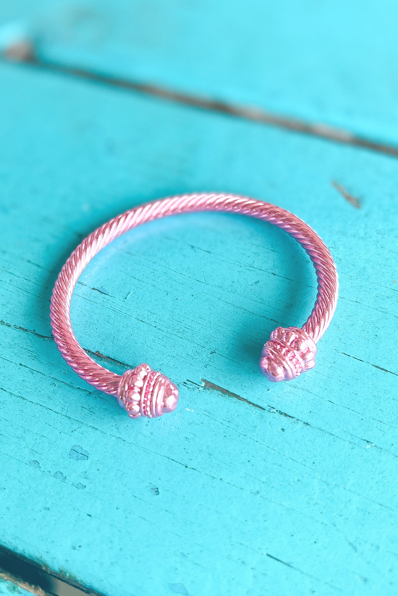Pink Cable Bangle Textured Bracelet