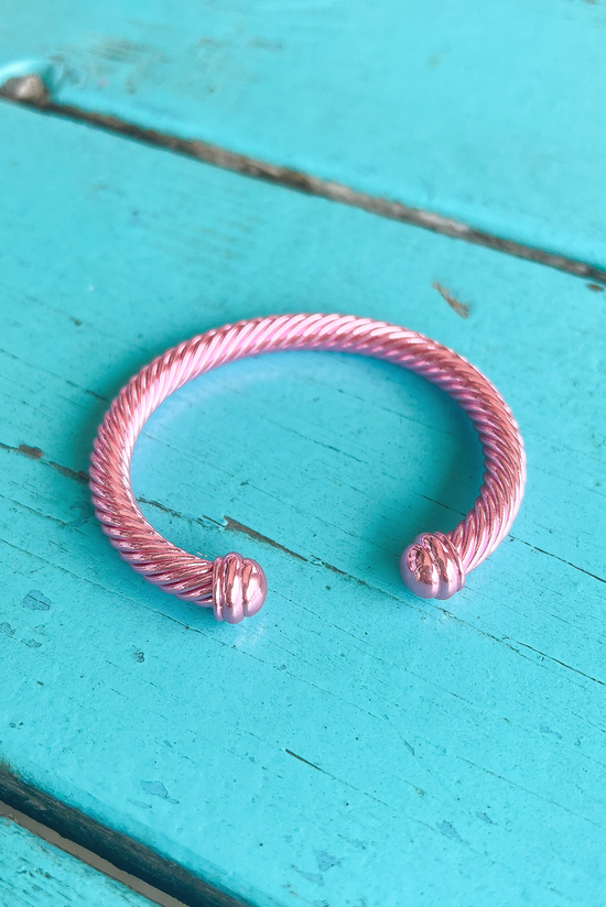 Load image into Gallery viewer, Pink Smooth Chunky Cable Bangle Bracelet
