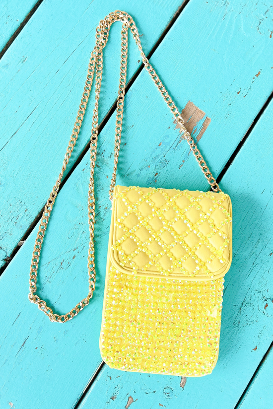 Yellow Bling Faux Leather Crossbody Bag*FINAL SALE*